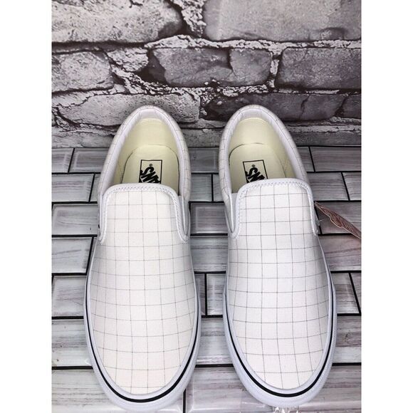 Vans Classic Slip-On Checkerboard Day White Canvas Sneakers Shoes Women 9.5M US - Picture 2 of 16
